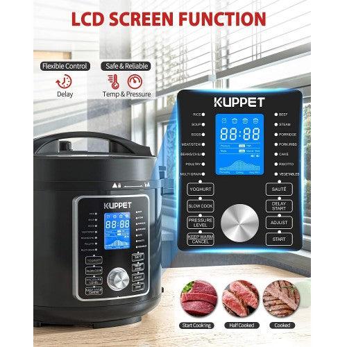 KUPPET 2 in 1 Electric Pressure Cooker with Air Fryer Lid, 17 Preset Cooking Functions, 6 Quart, Stainless Steel Slow Cooker, Rice Cooker, Steamer, Saute, Yogurt Maker - Toytexx KUPPET 2 in 1 Electric Pressure Cooker with Air Fryer Lid, 17 Preset Cooking Functions, 6 Quart, Stainless Steel Slow Cooker, Rice Cooker, Steamer, Saute, Yogurt Maker - Toytexx
